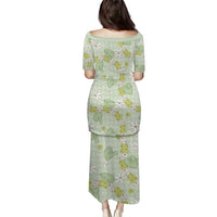 Hawaii Anthurium Tiare Pikake Lei Puletasi Sage Green Lauhala Art Pattern