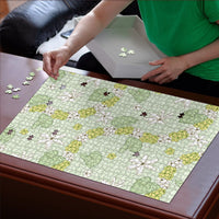 Hawaii Anthurium Tiare Pikake Lei Puzzle Sage Green Lauhala Art Pattern