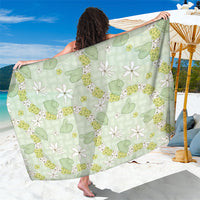 Hawaii Anthurium Tiare Pikake Lei Sarong Sage Green Lauhala Art Pattern