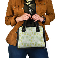 Hawaii Anthurium Tiare Pikake Lei Shoulder Handbag Sage Green Lauhala Art Pattern