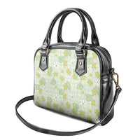 Hawaii Anthurium Tiare Pikake Lei Shoulder Handbag Sage Green Lauhala Art Pattern