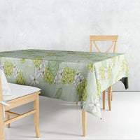 Hawaii Anthurium Tiare Pikake Lei Tablecloth Sage Green Lauhala Art Pattern