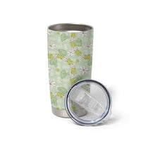 Hawaii Anthurium Tiare Pikake Lei Tumbler Cup Sage Green Lauhala Art Pattern LT01 - Polynesian Pride