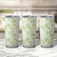 Hawaii Anthurium Tiare Pikake Lei Tumbler Cup Sage Green Lauhala Art Pattern LT01 - Polynesian Pride