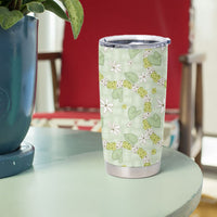 Hawaii Anthurium Tiare Pikake Lei Tumbler Cup Sage Green Lauhala Art Pattern LT01 - Polynesian Pride