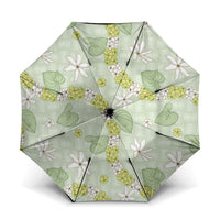 Hawaii Anthurium Tiare Pikake Lei Umbrella Sage Green Lauhala Art Pattern