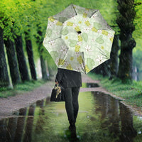 Hawaii Anthurium Tiare Pikake Lei Umbrella Sage Green Lauhala Art Pattern