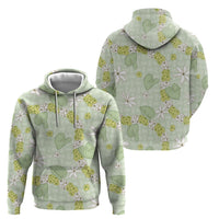 Hawaii Anthurium Tiare Pikake Lei Zip Hoodie Sage Green Lauhala Art Pattern