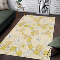 Hawaii Anthurium Tiare Pikake Lei Area Rug Melemele Lauhala Art Pattern LT01 Yellow - Polynesian Pride