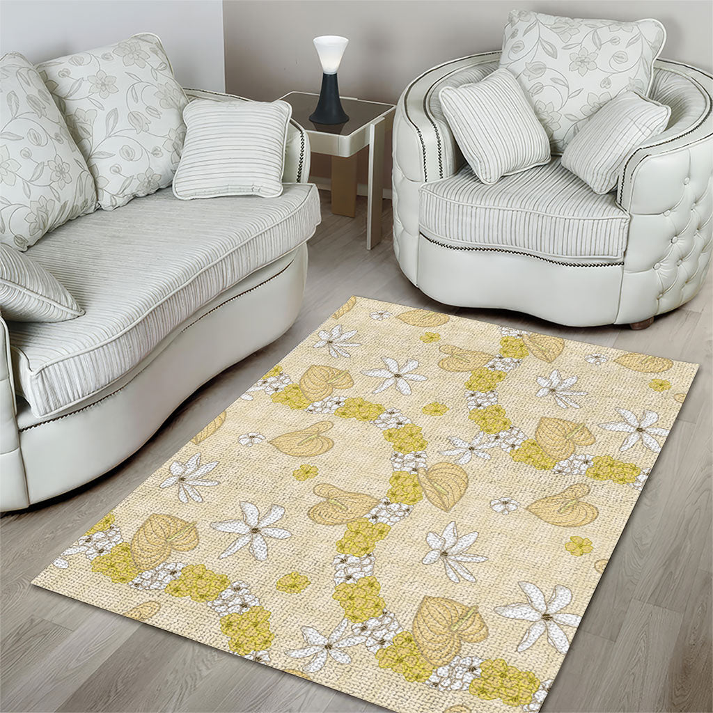Hawaii Anthurium Tiare Pikake Lei Area Rug Melemele Lauhala Art Pattern LT01 - Polynesian Pride