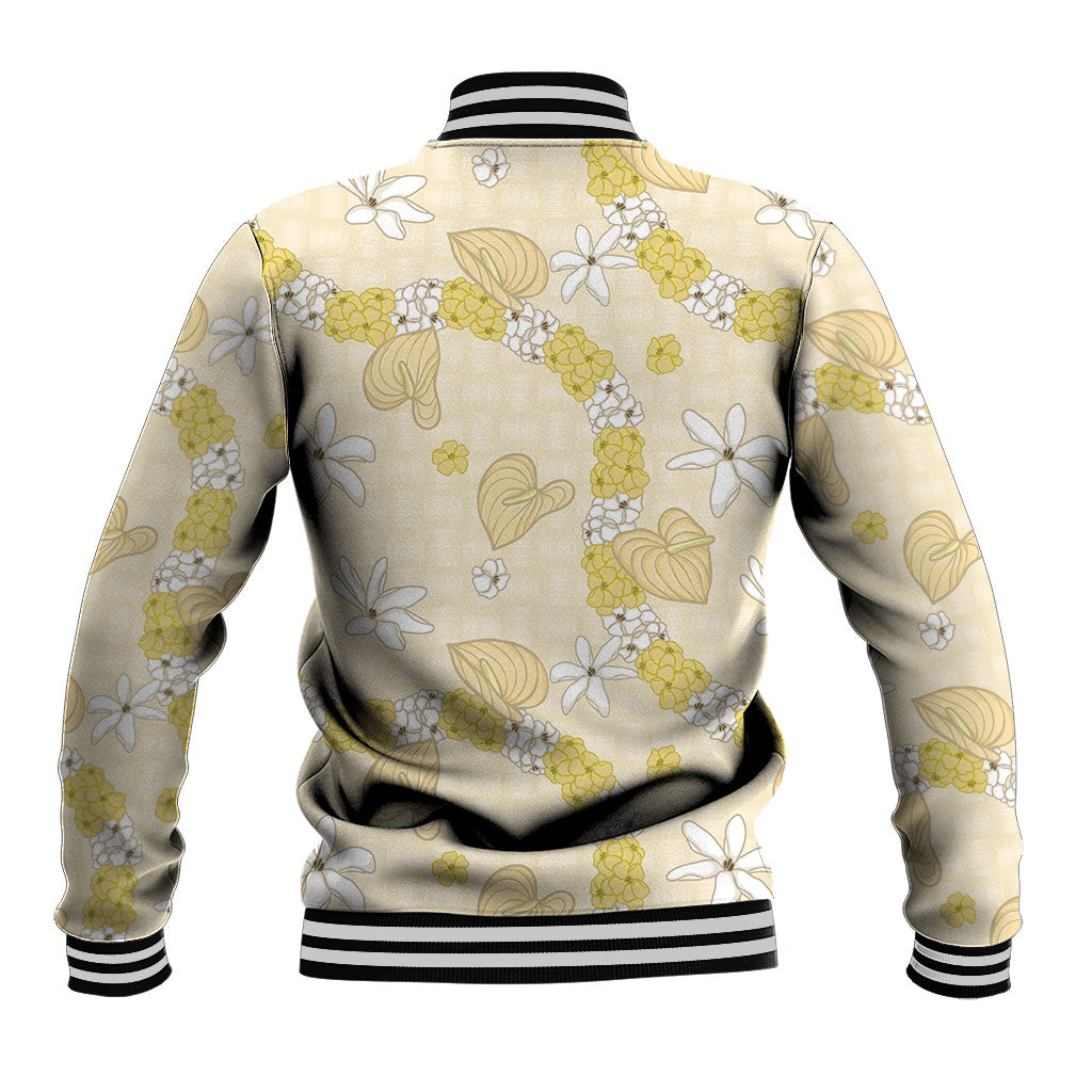 Hawaii Anthurium Tiare Pikake Lei Baseball Jacket Melemele Lauhala Art Pattern