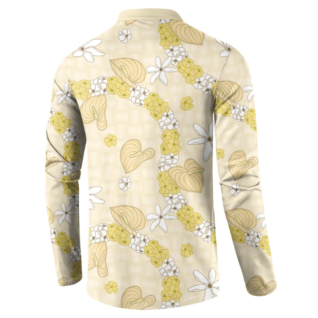 Hawaii Anthurium Tiare Pikake Lei Button Sweatshirt Melemele Lauhala Art Pattern LT01 - Polynesian Pride