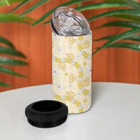 Hawaii Anthurium Tiare Pikake Lei 4 in 1 Can Cooler Tumbler Melemele Lauhala Art Pattern LT01 - Polynesian Pride