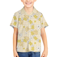 Hawaii Anthurium Tiare Pikake Lei Family Matching Long Sleeve Bodycon Dress and Hawaiian Shirt Melemele Lauhala Art Pattern LT01 Son's Shirt Yellow - Polynesian Pride