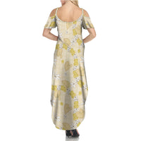 Hawaii Anthurium Tiare Pikake Lei Family Matching Summer Maxi Dress and Hawaiian Shirt Melemele Lauhala Art Pattern LT01 - Polynesian Pride