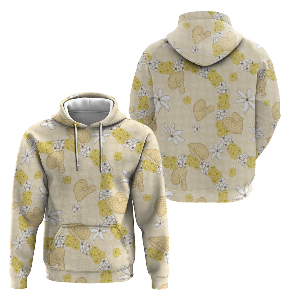Hawaii Anthurium Tiare Pikake Lei Hoodie Melemele Lauhala Art Pattern