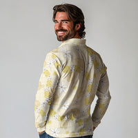 Hawaii Anthurium Tiare Pikake Lei Long Sleeve Polo Shirt Melemele Lauhala Art Pattern LT01 - Polynesian Pride