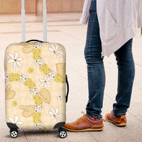 Hawaii Anthurium Tiare Pikake Lei Luggage Cover Melemele Lauhala Art Pattern LT01 Yellow - Polynesian Pride