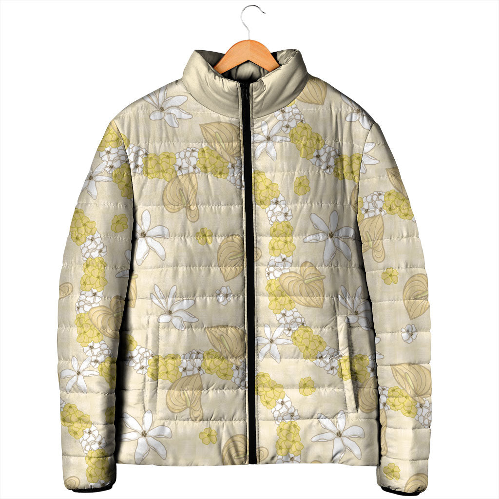 Hawaii Anthurium Tiare Pikake Lei Padded Jacket Melemele Lauhala Art Pattern LT01 - Polynesian Pride