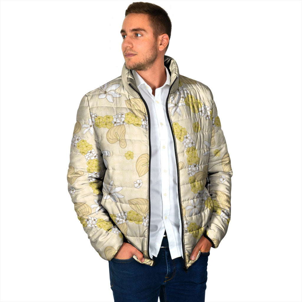 Hawaii Anthurium Tiare Pikake Lei Padded Jacket Melemele Lauhala Art Pattern LT01 - Polynesian Pride