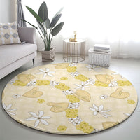 Hawaii Anthurium Tiare Pikake Lei Round Carpet Melemele Lauhala Art Pattern LT01 - Polynesian Pride