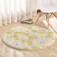 Hawaii Anthurium Tiare Pikake Lei Round Carpet Melemele Lauhala Art Pattern LT01 - Polynesian Pride