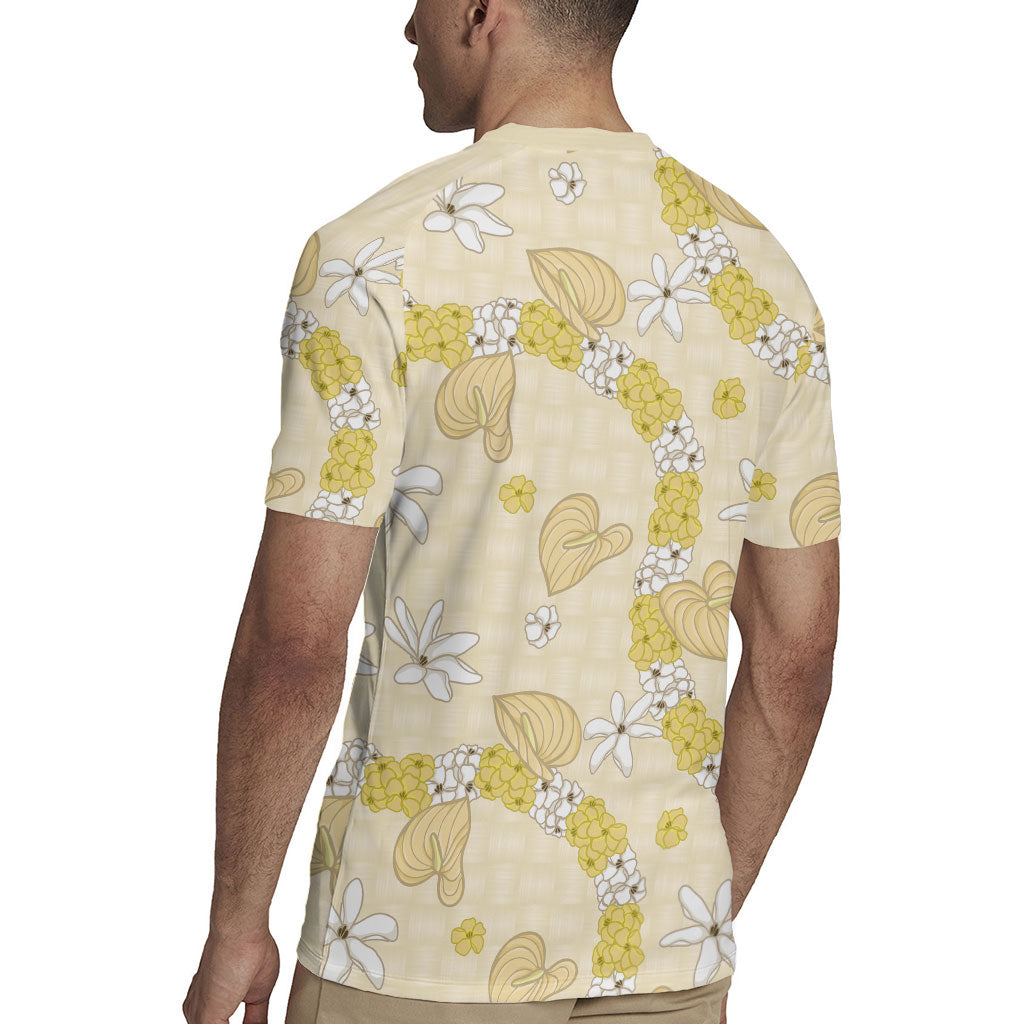 Hawaii Anthurium Tiare Pikake Lei Rugby Jersey Melemele Lauhala Art Pattern LT01 - Polynesian Pride