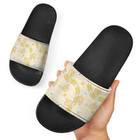 Hawaii Anthurium Tiare Pikake Lei Slide Sandals Melemele Lauhala Art Pattern LT01 - Polynesian Pride