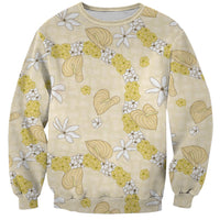 Hawaii Anthurium Tiare Pikake Lei Sweatshirt Melemele Lauhala Art Pattern LT01 Unisex Yellow - Polynesian Pride
