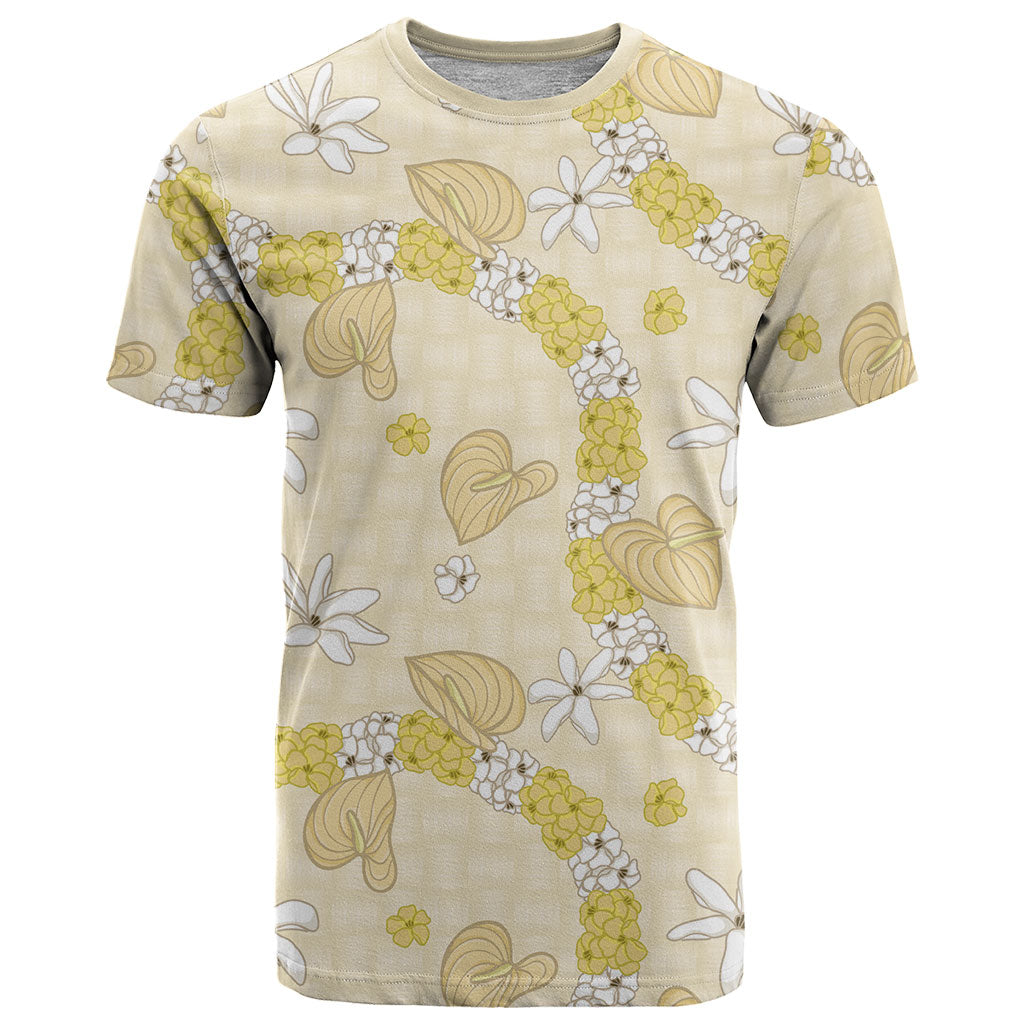 Hawaii Anthurium Tiare Pikake Lei T Shirt Melemele Lauhala Art Pattern