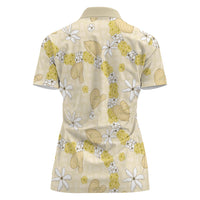 Hawaii Anthurium Tiare Pikake Lei Women Polo Shirt Melemele Lauhala Art Pattern LT01 - Polynesian Pride