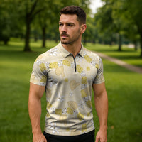 Hawaii Anthurium Tiare Pikake Lei Zipper Polo Shirt Melemele Lauhala Art Pattern LT01 - Polynesian Pride