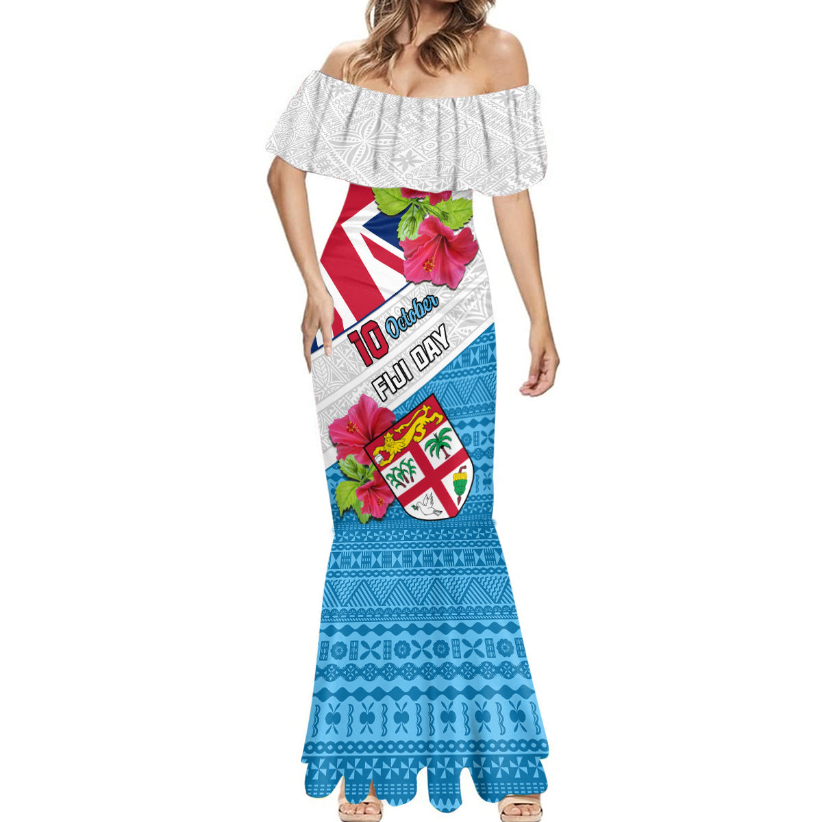Fiji Day Mermaid Dress Fijian Hibiscus Special Version LT01 - Polynesian Pride