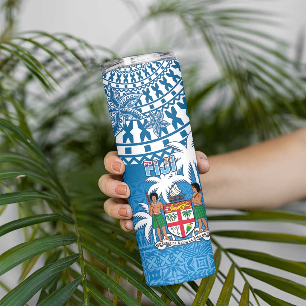 Personalised Fiji Skinny Tumbler Bula Fijian Tapa Pattern