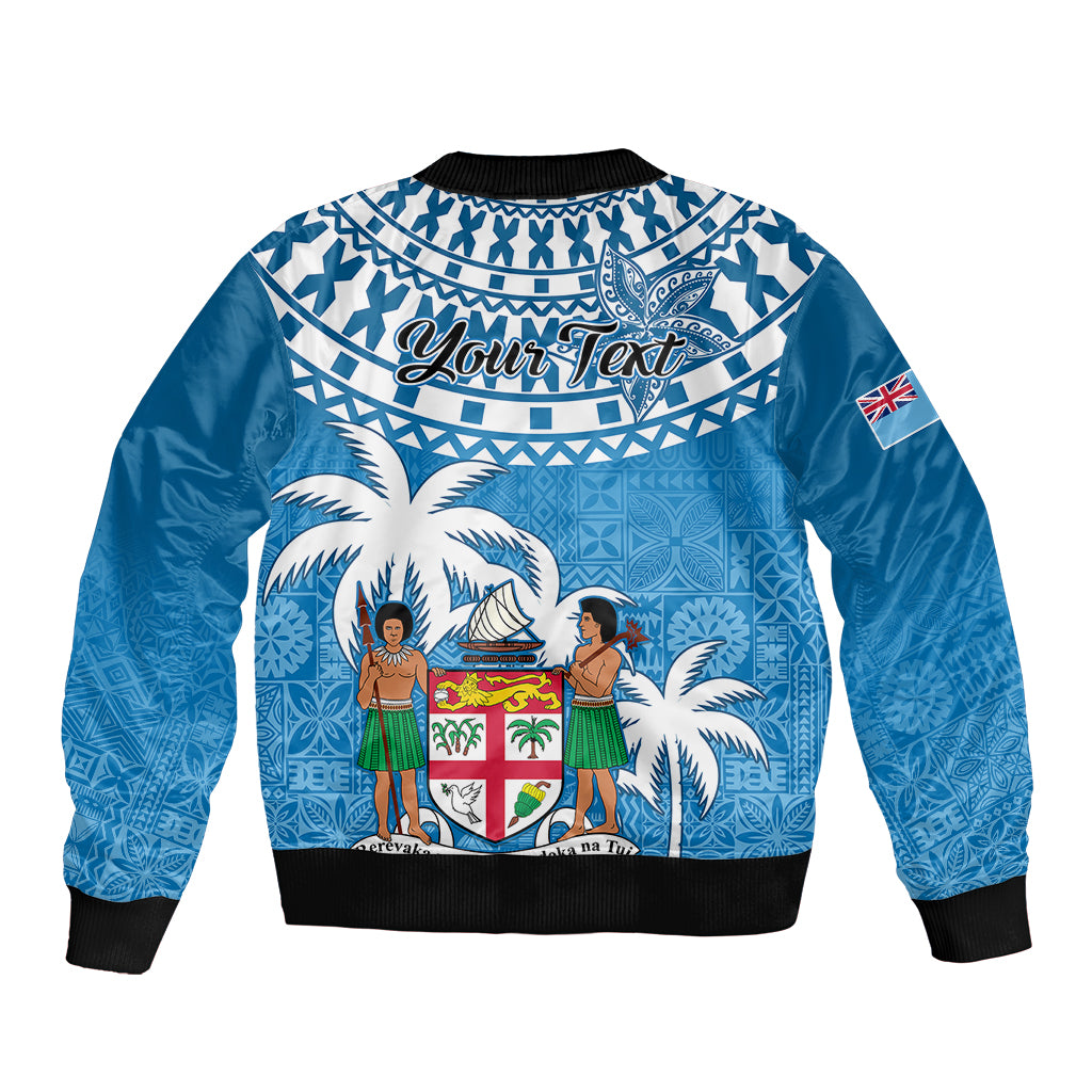 Personalised Fiji Sleeve Zip Bomber Jacket Bula Fijian Tapa Pattern LT01 - Polynesian Pride
