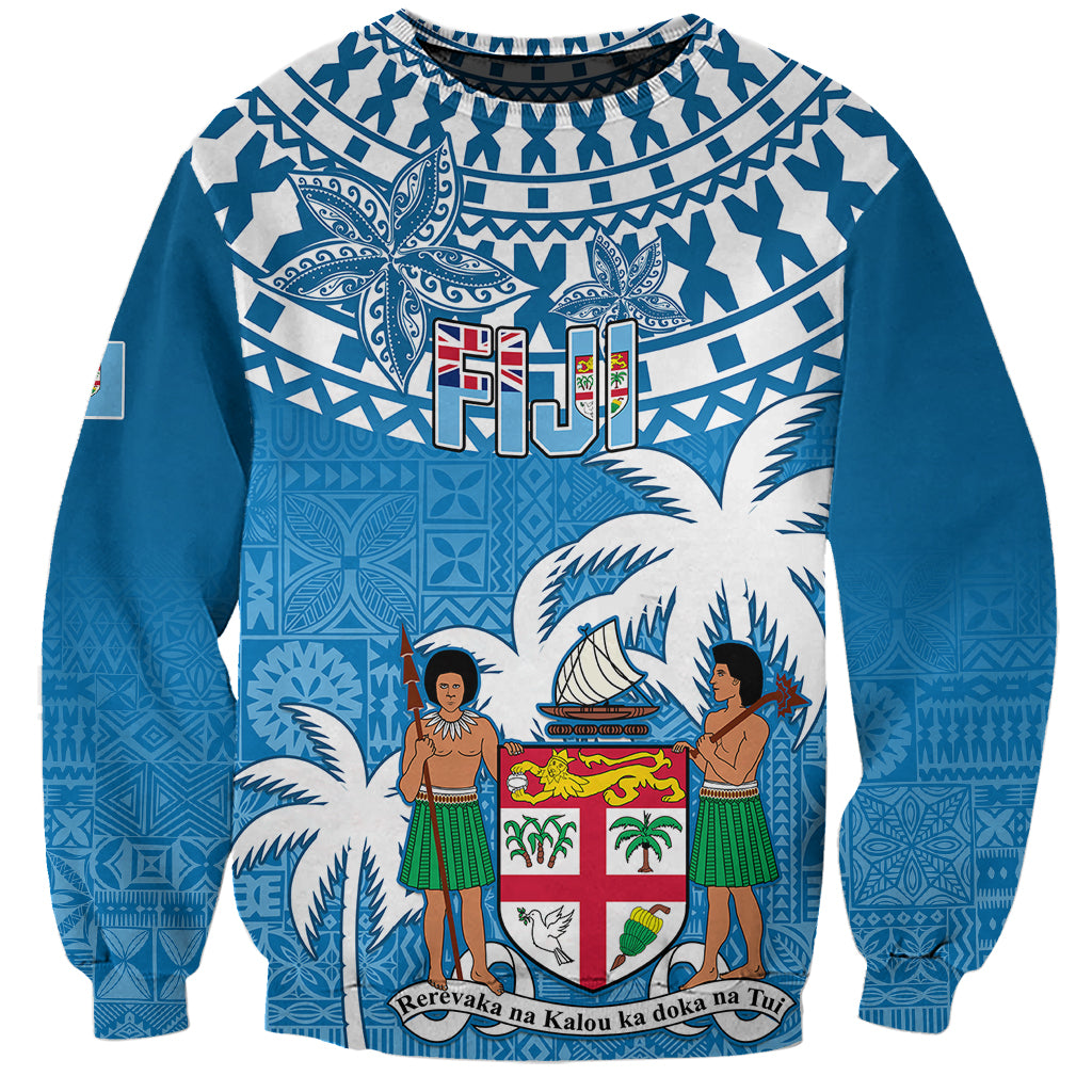Personalised Fiji Sweatshirt Bula Fijian Tapa Pattern LT01 Unisex Blue - Polynesian Pride
