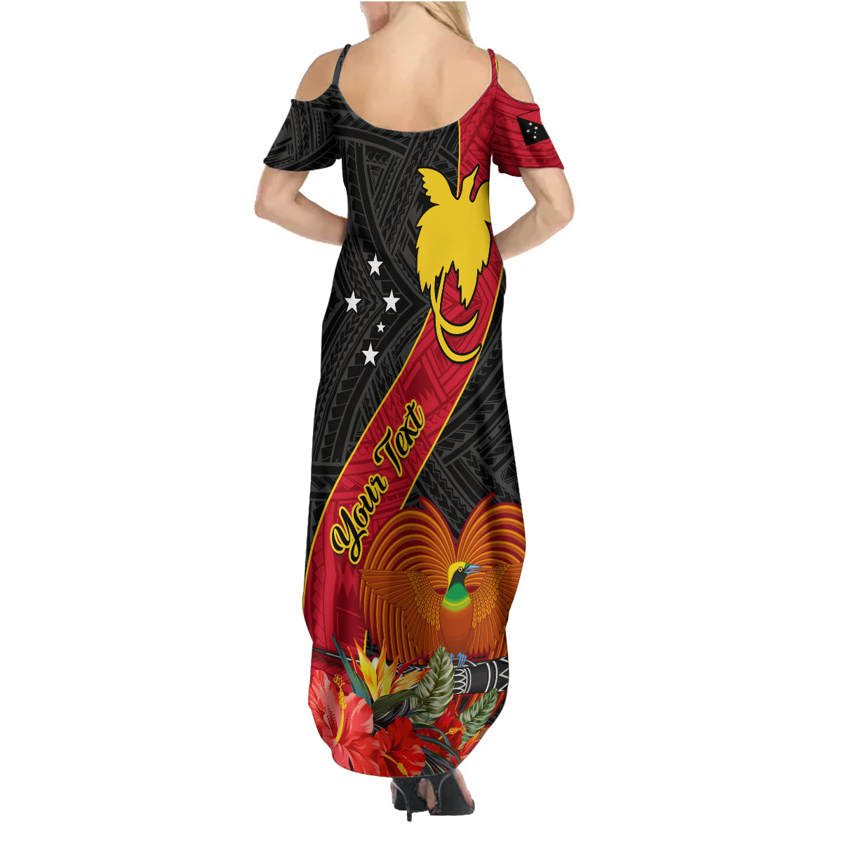 Personalised Papua New Guinea Family Matching Summer Maxi Dress and Hawaiian Shirt Bird Of Paradise With Tropical Flower LT01 - Polynesian Pride