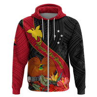 Personalised Papua New Guinea Hoodie Bird Of Paradise With Tropical Flower LT01 - Polynesian Pride