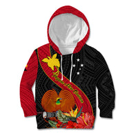 Personalised Papua New Guinea Kid Hoodie Bird Of Paradise With Tropical Flower LT01 Hoodie Black - Polynesian Pride