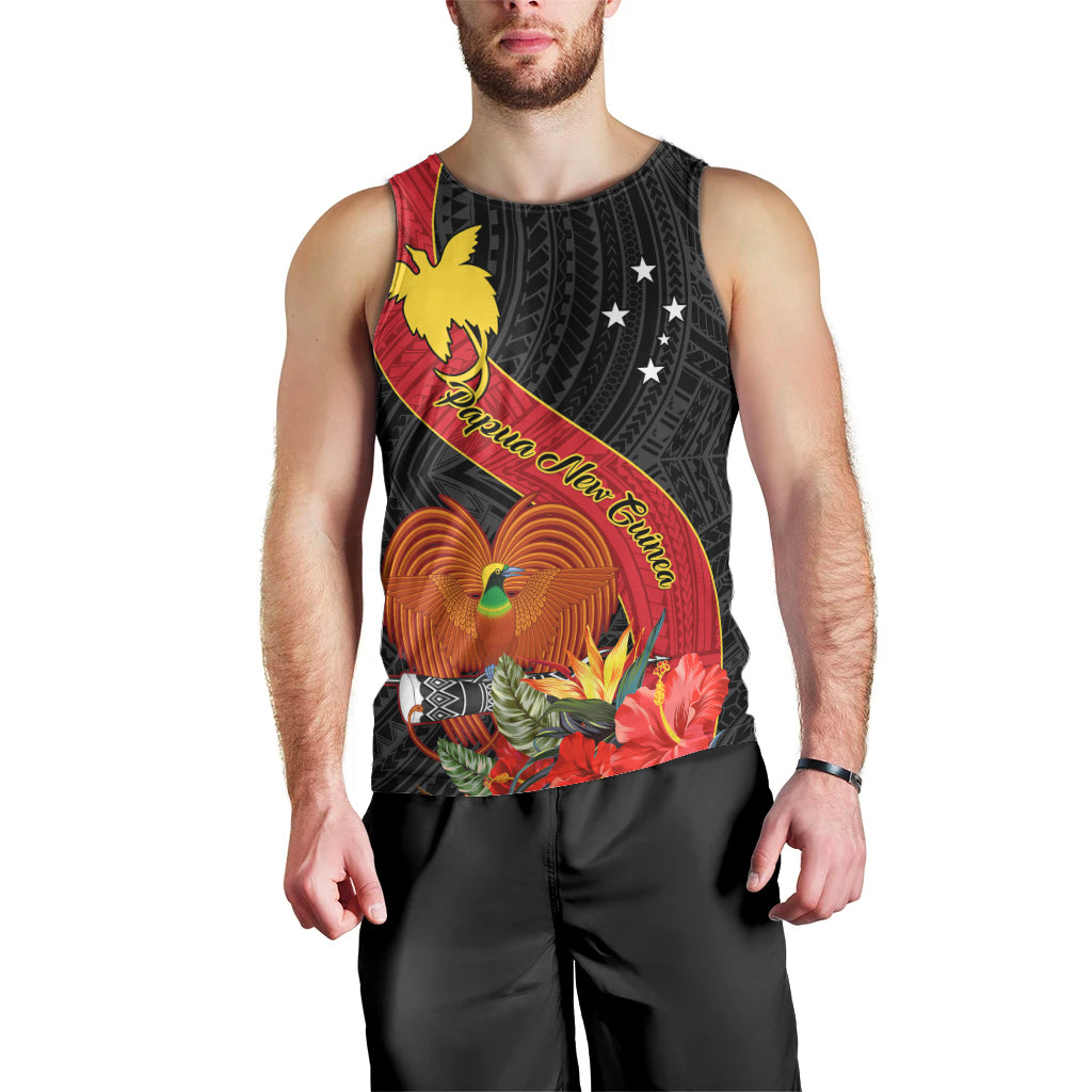Personalised Papua New Guinea Men Tank Top Bird Of Paradise With Tropical Flower LT01 - Polynesian Pride