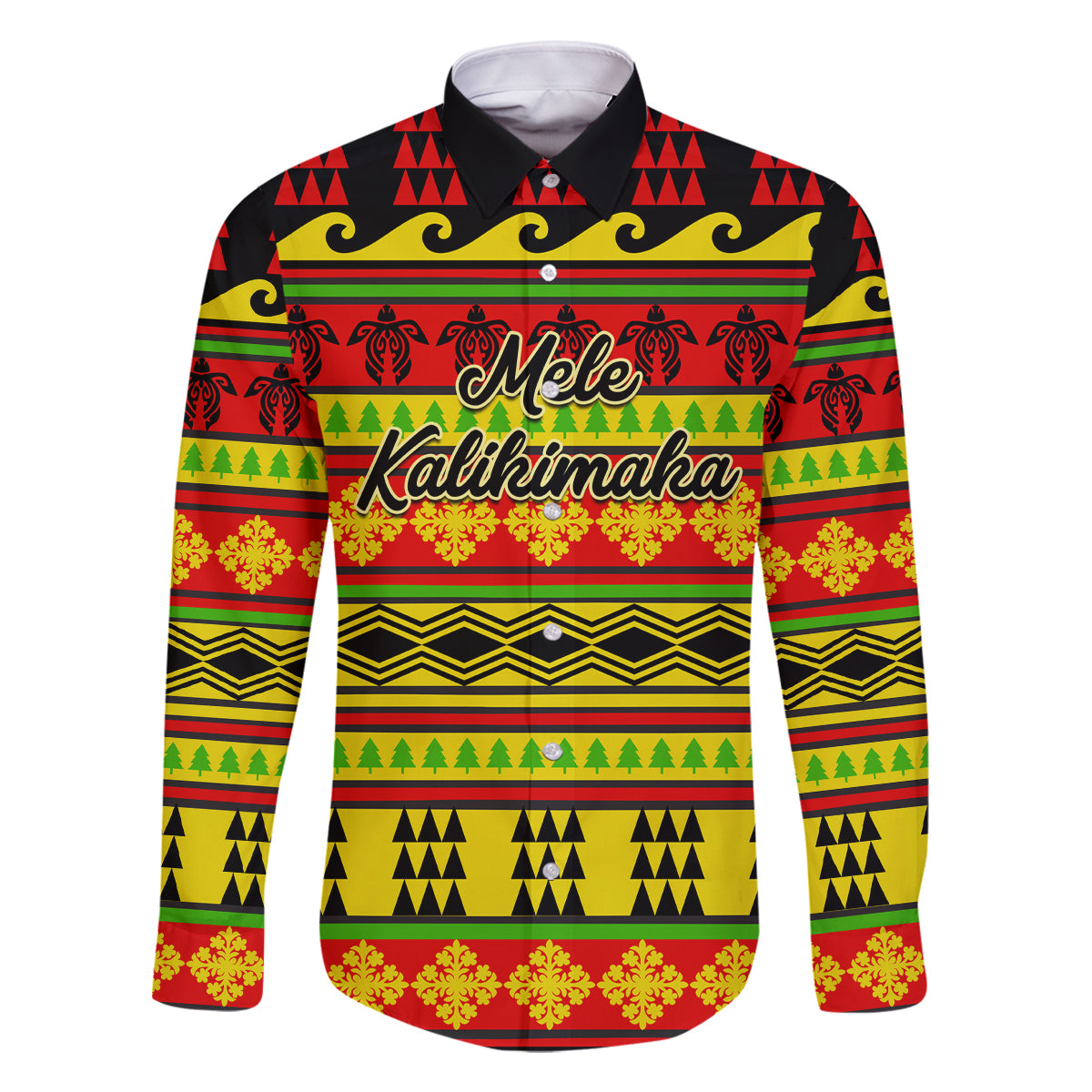 Custom Hawaii Christmas Family Matching Off Shoulder Maxi Dress and Hawaiian Shirt Hawaiian Quilt Pattern Reggae Version LT01 Dad's Shirt - Long Sleeve Art - Polynesian Pride