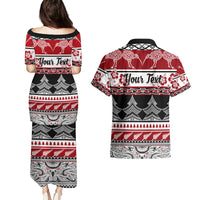 Custom New Zealand Christmas Couples Matching Puletasi Dress and Hawaiian Shirt Maori Meri Kirihimete Moko LT01 - Polynesian Pride