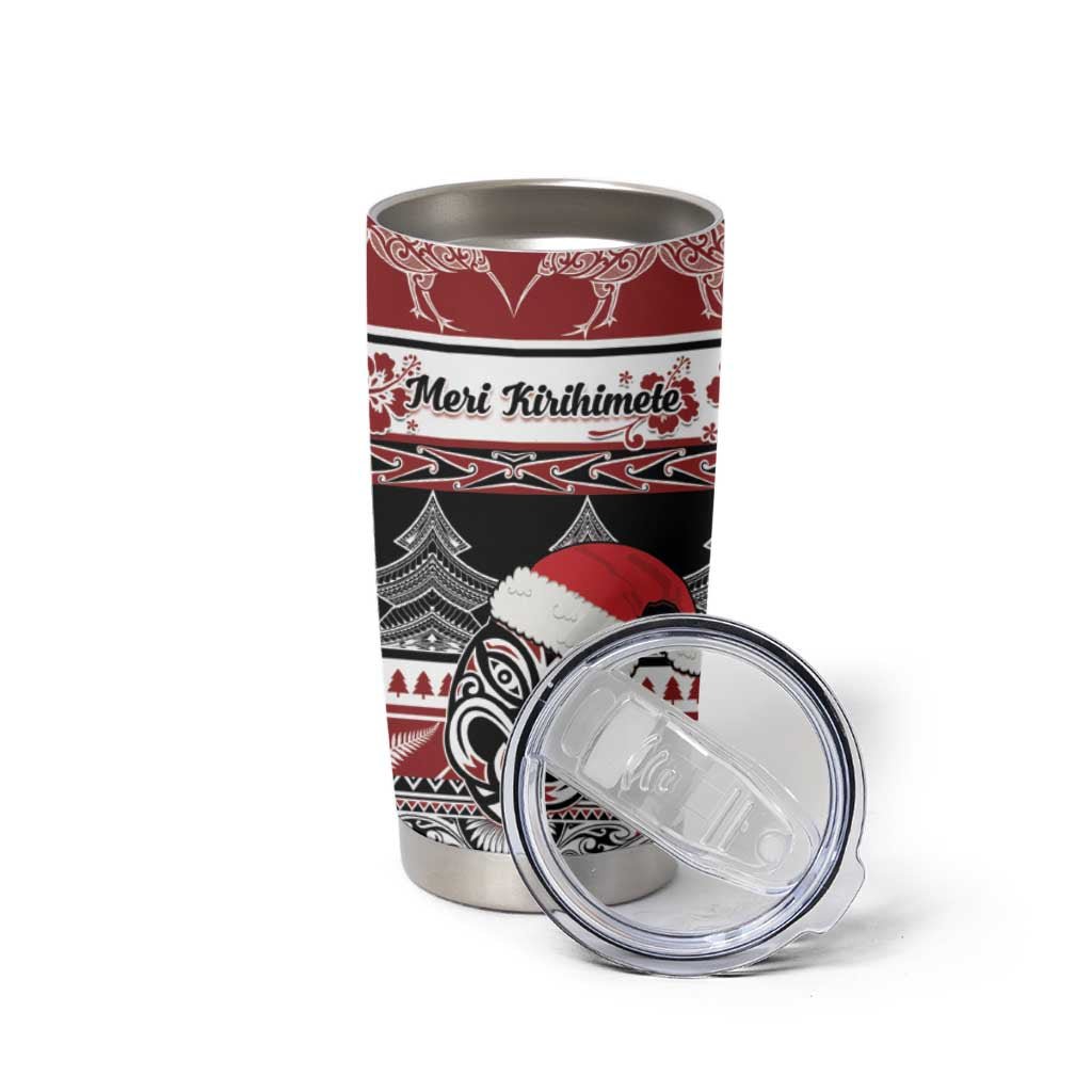 Custom New Zealand Christmas Tumbler Cup Maori Meri Kirihimete Moko LT01 - Polynesian Pride