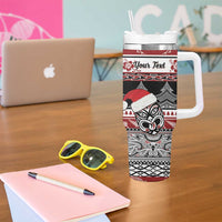 Custom New Zealand Christmas Tumbler With Handle Maori Meri Kirihimete Moko LT01 - Polynesian Pride