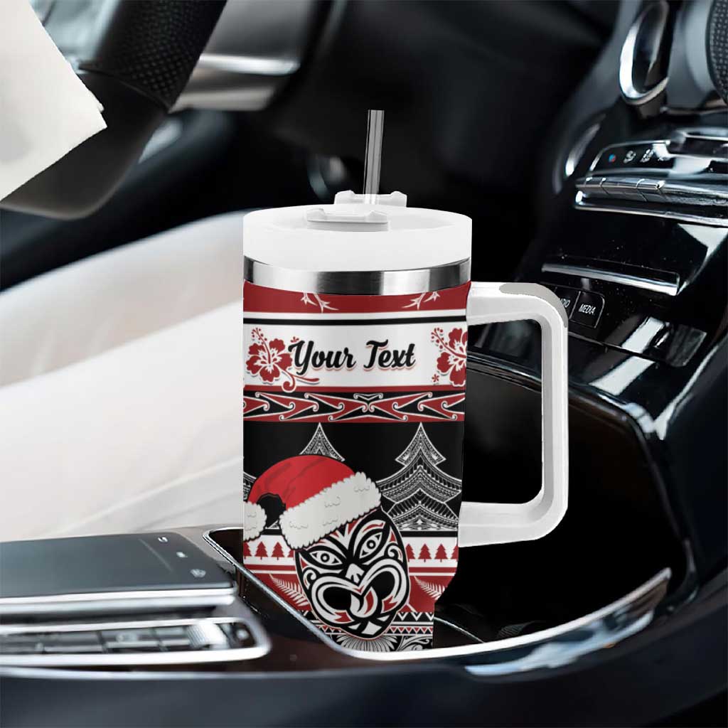 Custom New Zealand Christmas Tumbler With Handle Maori Meri Kirihimete Moko LT01 - Polynesian Pride