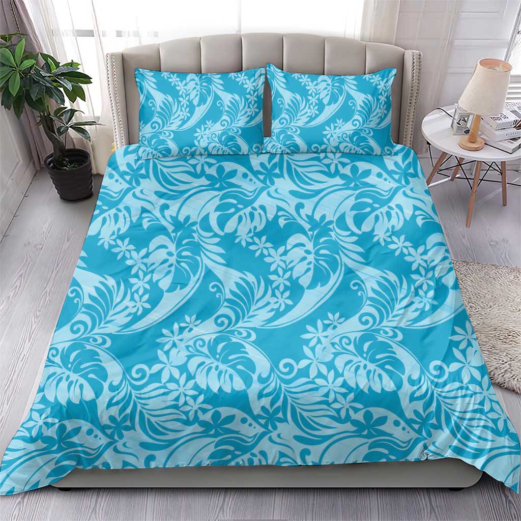 Tahiti Ninamu Tiare Floral Bedding Set Monstera Palm Tropical Leaves - Polynesian Pride