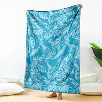 Tahiti Ninamu Tiare Floral Blanket Monstera Palm Tropical Leaves - Polynesian Pride