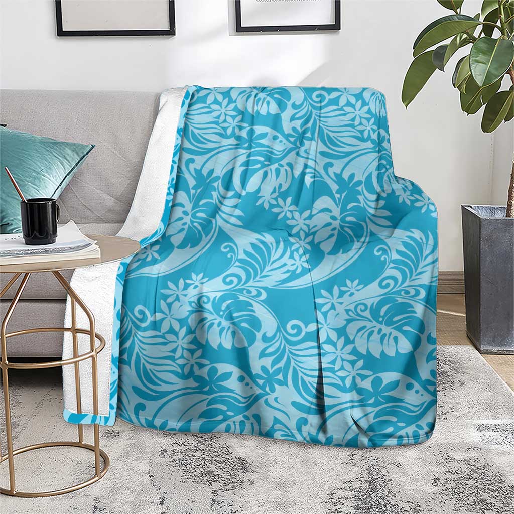 Tahiti Ninamu Tiare Floral Blanket Monstera Palm Tropical Leaves - Polynesian Pride