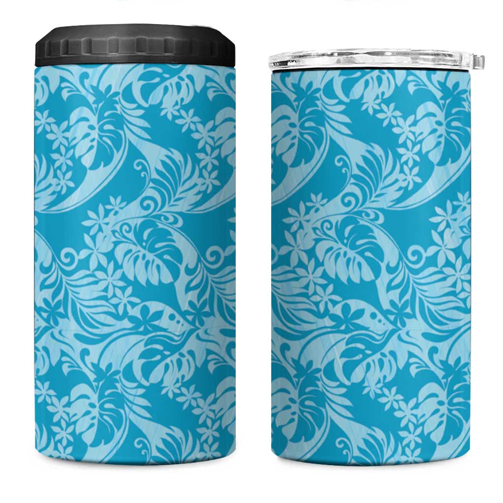 Tahiti Ninamu Tiare Floral 4 in 1 Can Cooler Tumbler Monstera Palm Tropical Leaves - Polynesian Pride