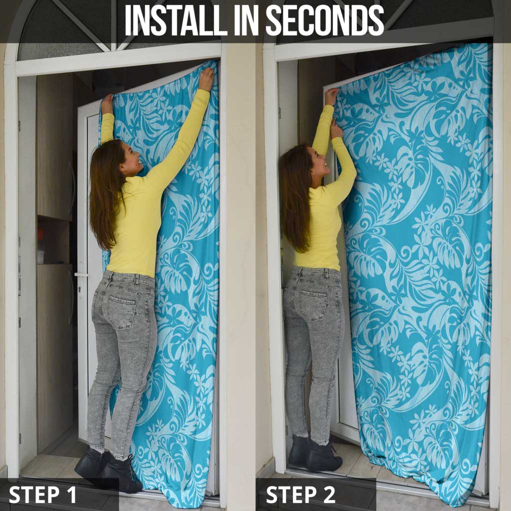 Tahiti Ninamu Tiare Floral Door Cover Monstera Palm Tropical Leaves - Polynesian Pride